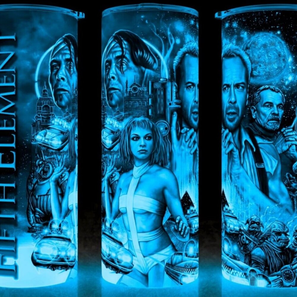 Glow in the Dark Fifth Element 90s Bruce Willis SciFi Movie Cup Mug Tumbler 20oz